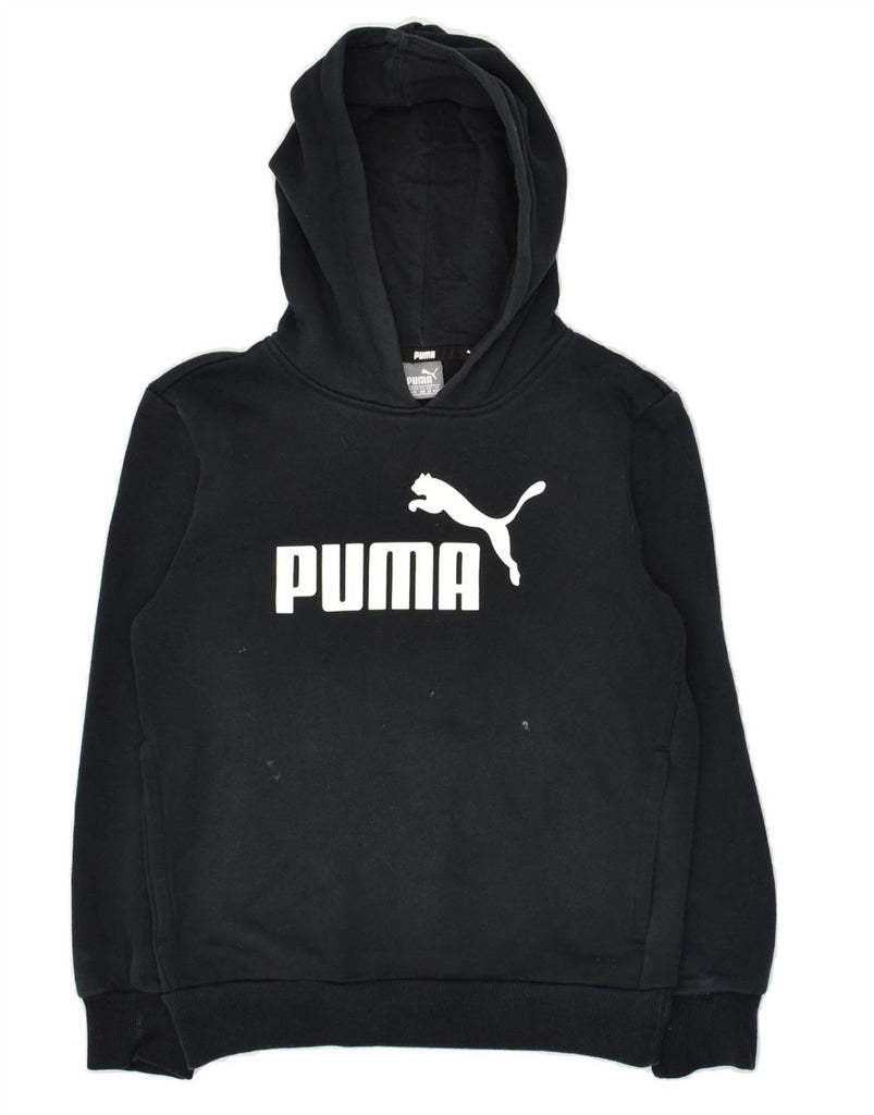 PUMA Boys Graphic Hoodie Jumper 9-10 Years Black Cotton | Vintage Puma | Thrift | Second-Hand Puma | Used Clothing | Messina Hembry 