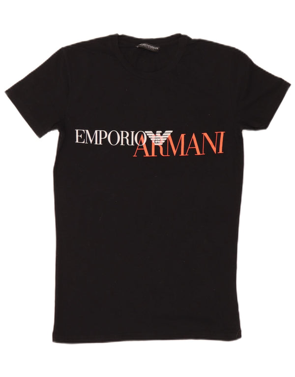 Emporio Armani Mens Graphic T-Shirt Top Medium Black Cotton
