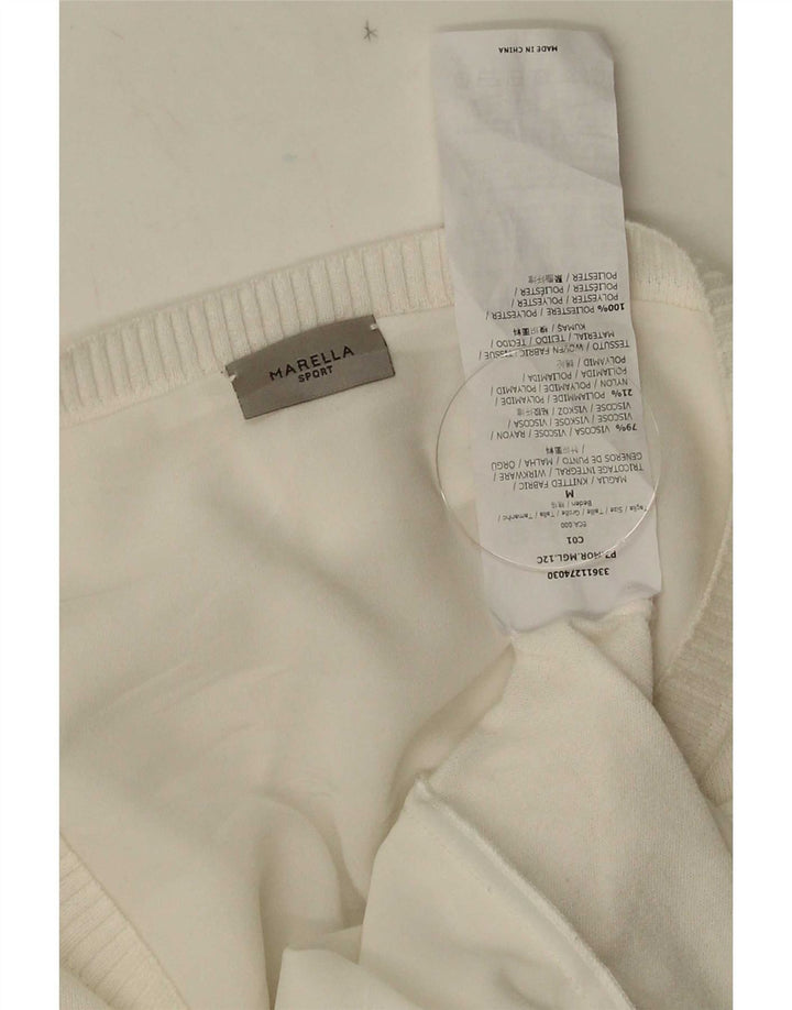 Marella Womens Boat Neck Jumper Sweater UK 12 Medium White Viscose
