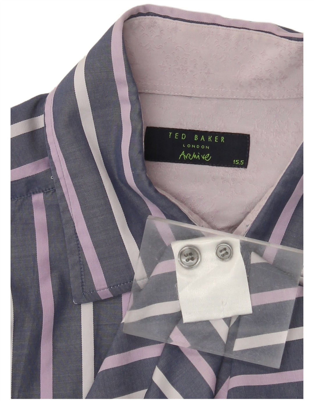 Ted Baker Mens Formal Shirt Size 15 1/2 Medium Purple Pinstripe Cotton