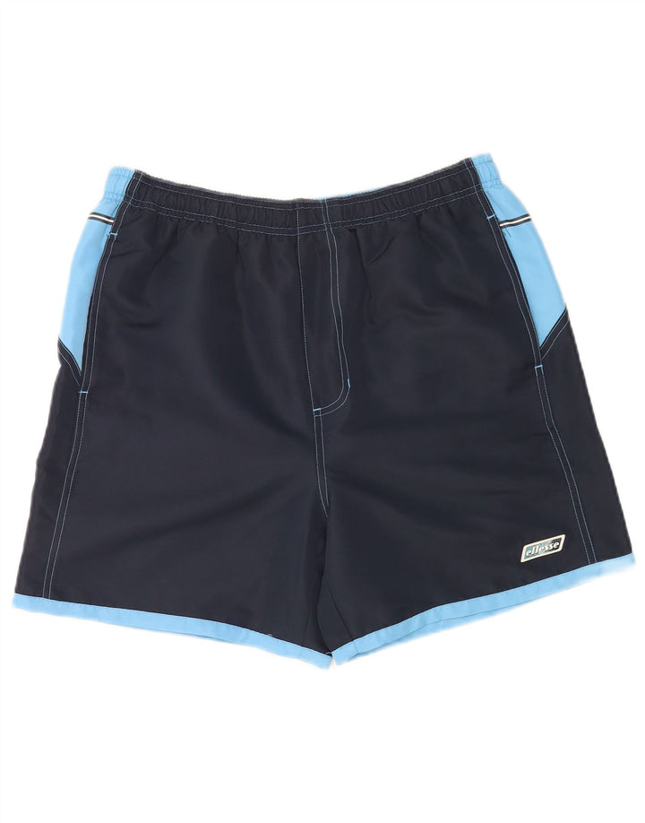 Ellesse Mens Graphic Swimming Shorts Medium Navy Blue Colourblock Polyester