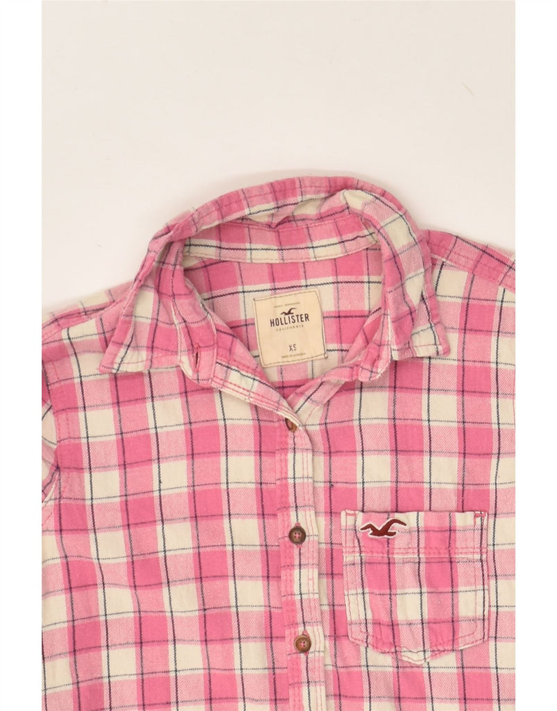 HOLLISTER Womens Flannel Shirt UK 6 XS Pink Check Cotton | Vintage Hollister | Thrift | Second-Hand Hollister | Used Clothing | Messina Hembry 