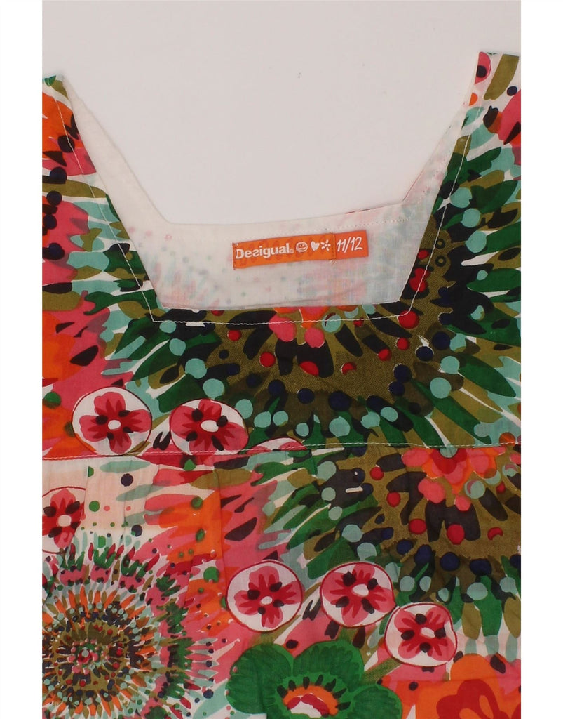 DESIGUAL Girls Blouse Top 11-12 Years Multicoloured Floral Cotton Vintage Desigual and Second-Hand Desigual from Messina Hembry 