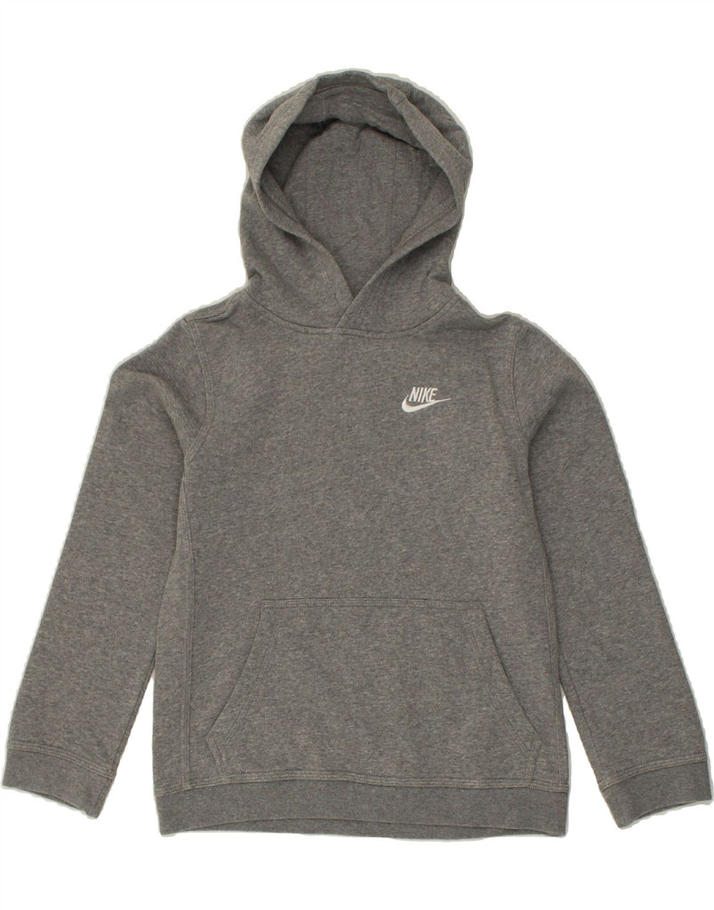 NIKE Boys Hoodie Jumper 9-10 Years Medium Grey Cotton | Vintage Nike | Thrift | Second-Hand Nike | Used Clothing | Messina Hembry 