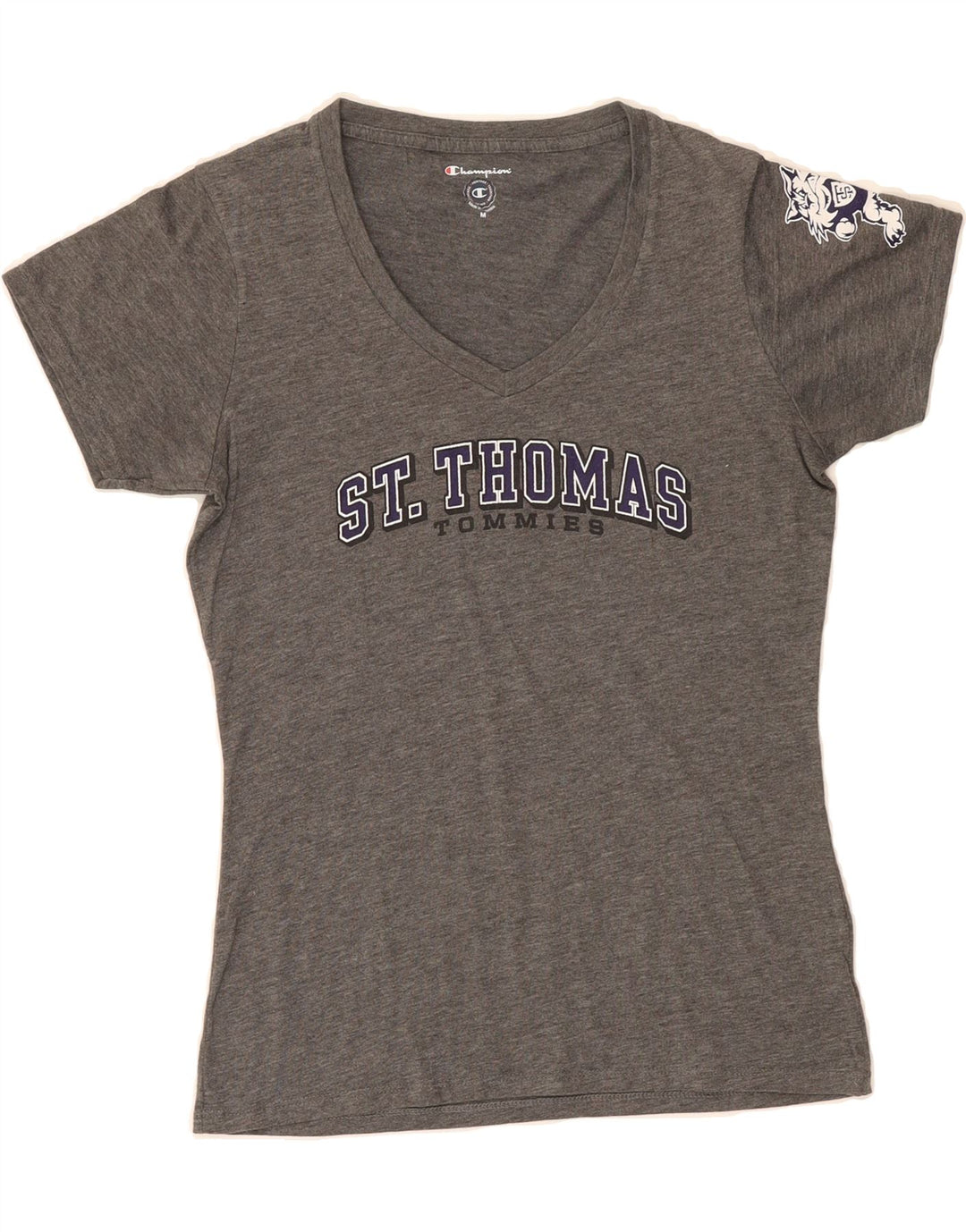 CHAMPION Womens Graphic T-Shirt Top UK 12 Medium Grey Cotton Vintage Champion and Second-Hand Champion from Messina Hembry 