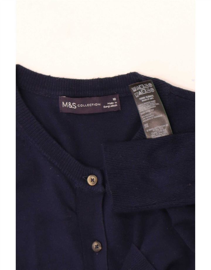 Marks & Spencer Womens Cardigan Sweater UK 10 Small Navy Blue Viscose