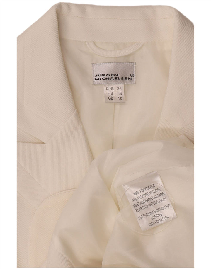 Jurgen Michaelsen Womens 3 Button Blazer Jacket UK 10 Small White Polyester