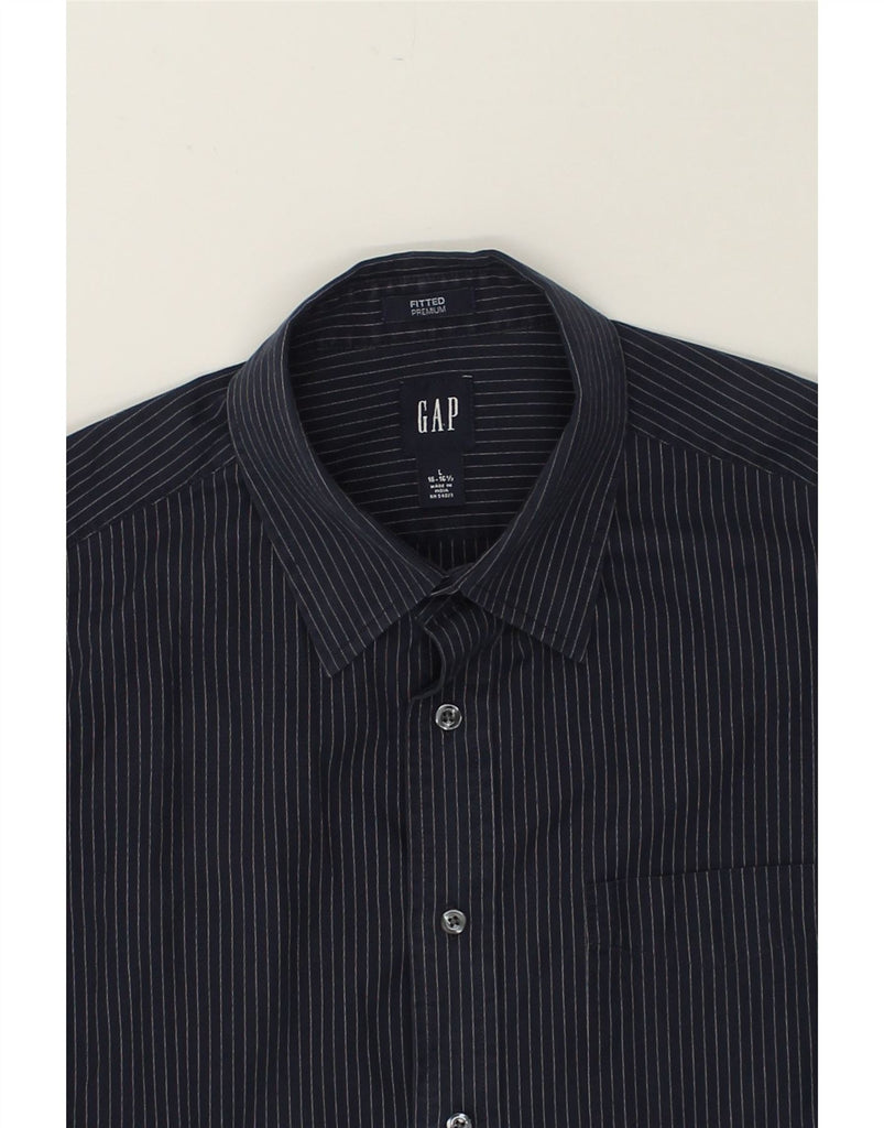 GAP Mens Fitted Shirt Size 16 16 1/2 Large Navy Blue Pinstripe Cotton | Vintage Gap | Thrift | Second-Hand Gap | Used Clothing | Messina Hembry 