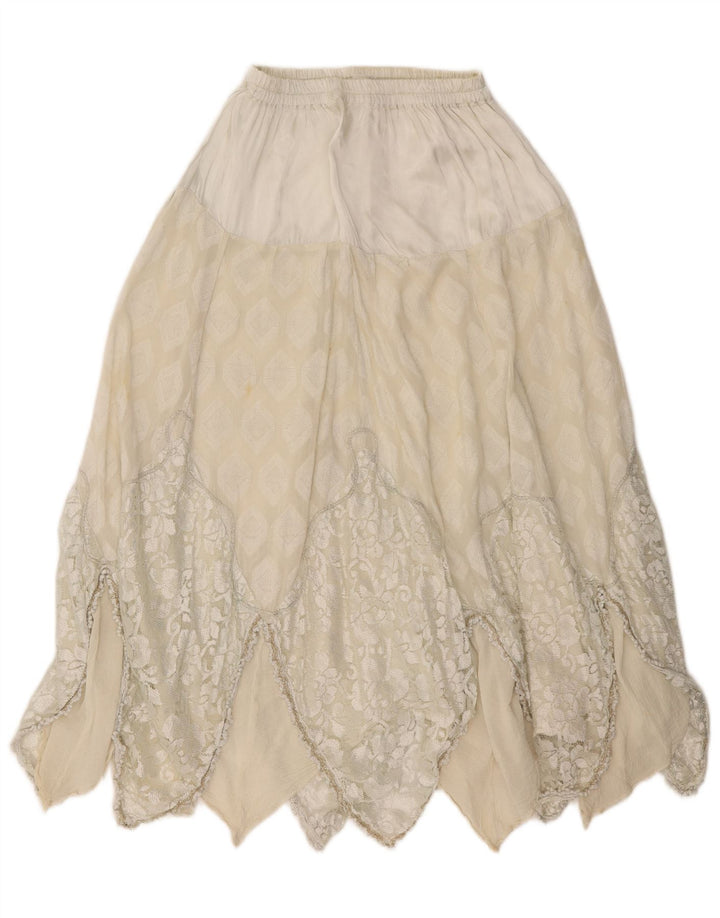 Vintage Womens Asymmetrical Skirt W30 Medium Off White Geometric