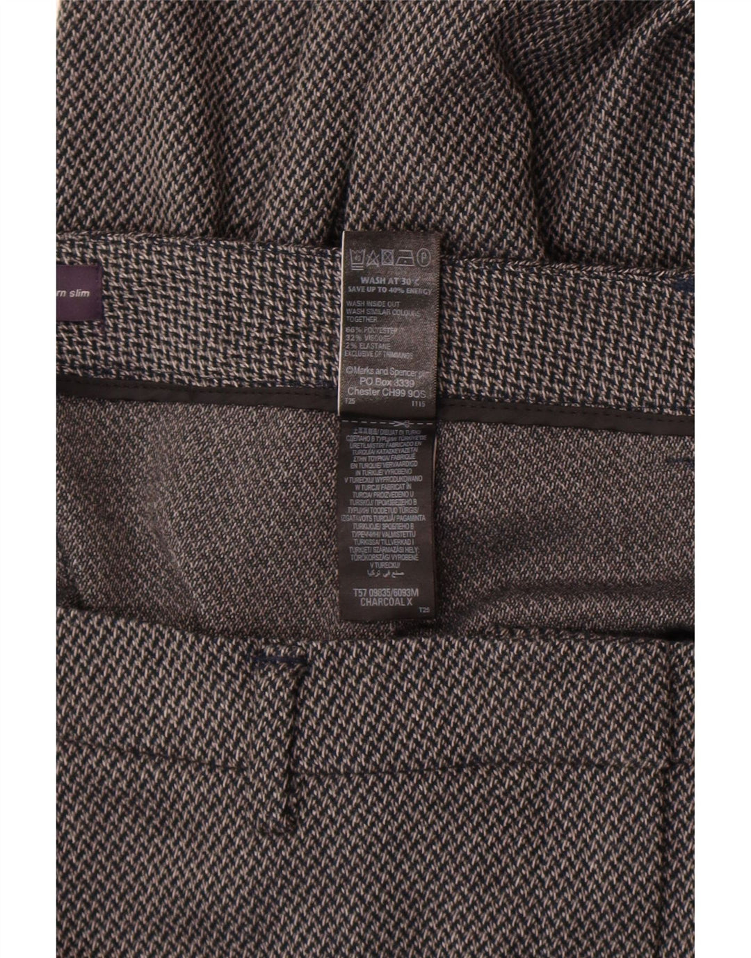 Marks & Spencer Womens Slim Suit Trousers UK 14 Large W32 L29 Grey