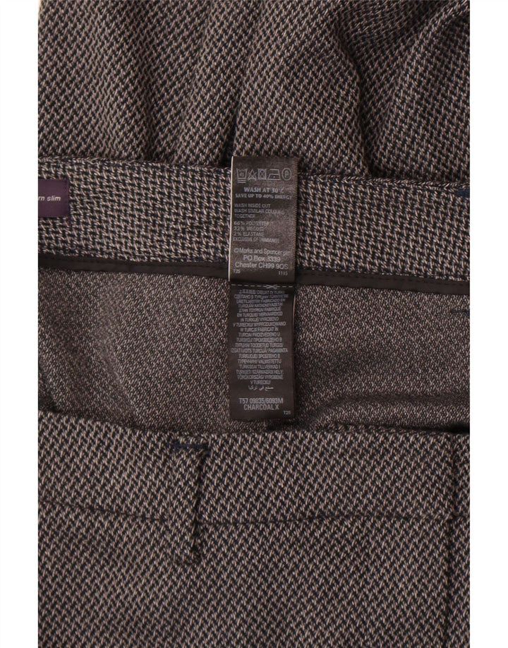 Marks & Spencer Womens Slim Suit Trousers UK 14 Large W32 L29 Grey