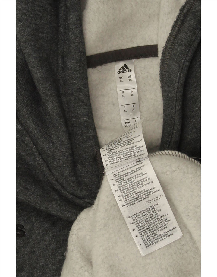 ADIDAS Mens Hoodie Jumper XL Grey Cotton