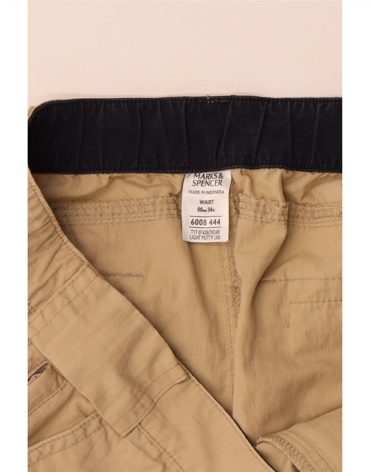 MARKS & SPENCER Mens Cargo Shorts W34 Large Beige Cotton
