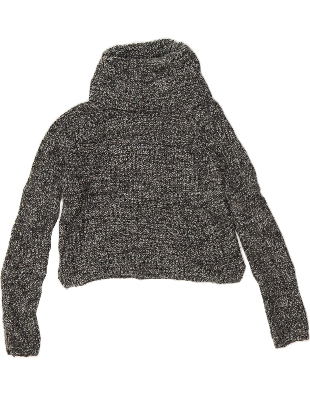 MOSSIMO Womens Crop Roll Neck Jumper Sweater UK 10 Small Grey Flecked Vintage Mossimo and Second-Hand Mossimo from Messina Hembry 