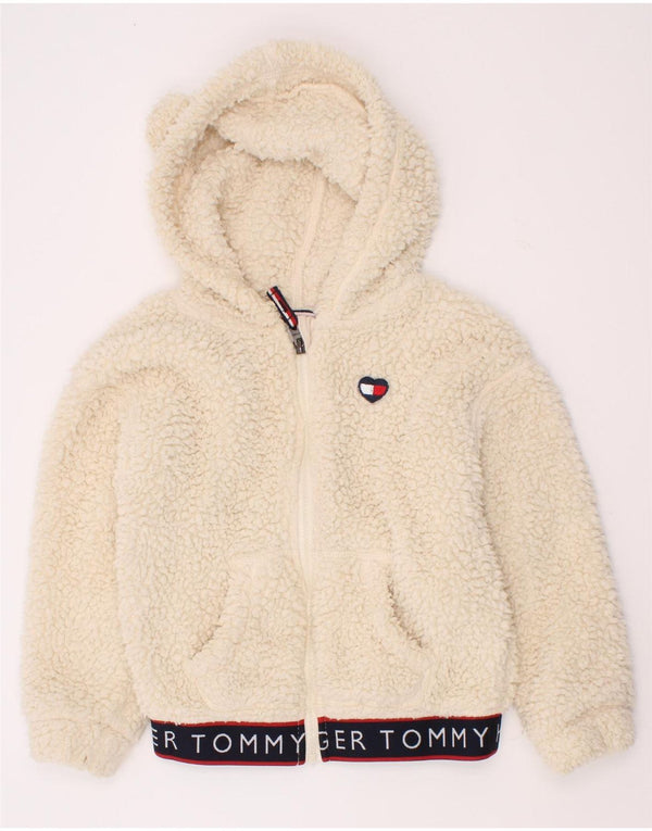 Tommy Hilfiger Girls Graphic Fleece Jacket 4-5 Years Off White Colourblock