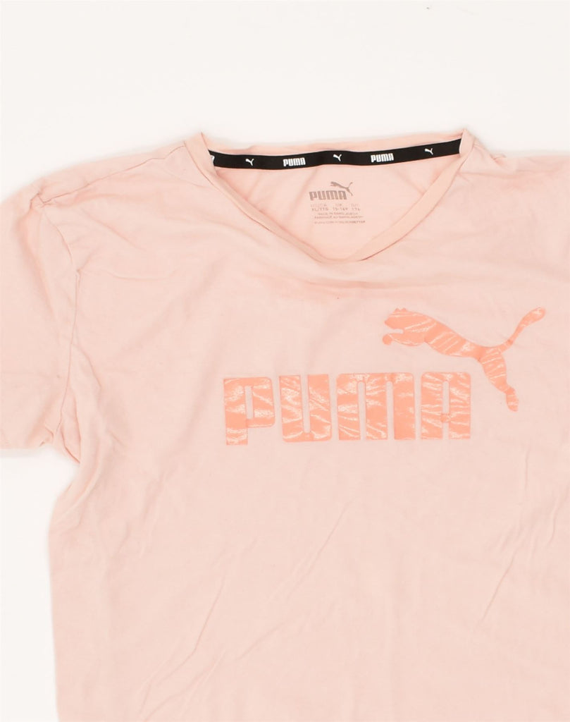 PUMA Girls Graphic T-Shirt Top 15-16 Years Pink Cotton | Vintage Puma | Thrift | Second-Hand Puma | Used Clothing | Messina Hembry 