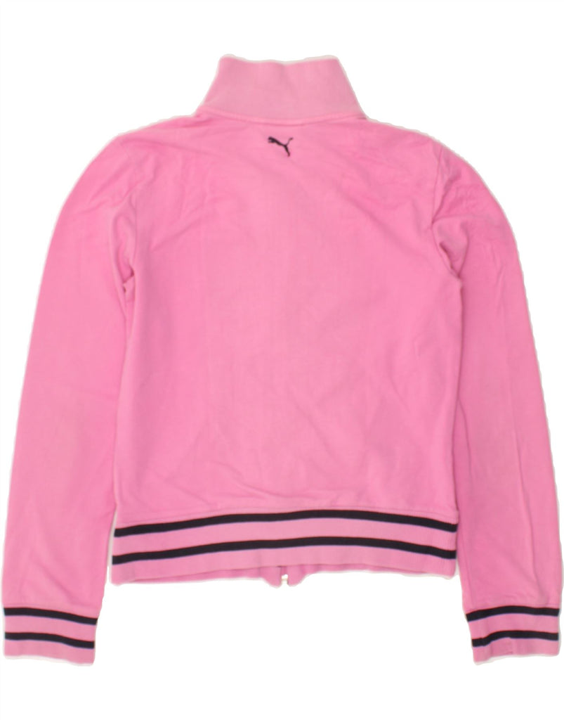 PUMA Womens Graphic Tracksuit Top Jacket UK 14 Medium Pink Cotton | Vintage Puma | Thrift | Second-Hand Puma | Used Clothing | Messina Hembry 