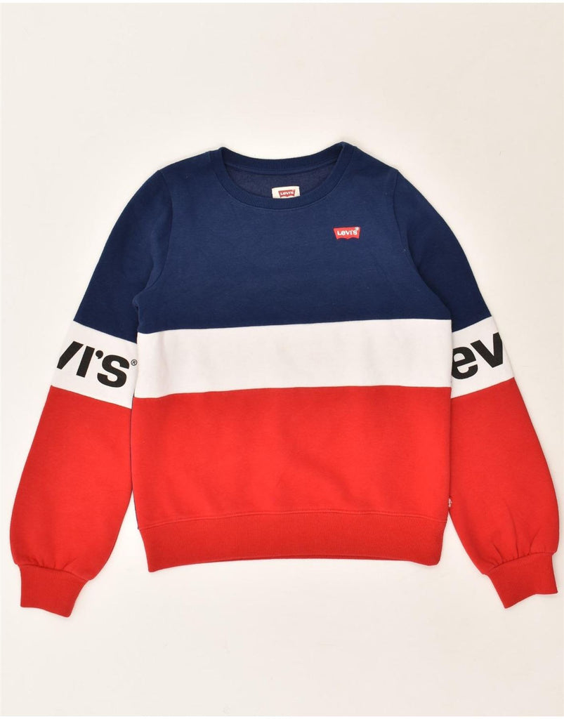 LEVI'S Boys Graphic Sweatshirt Jumper 15-16 Years Navy Blue Colourblock | Vintage Levi's | Thrift | Second-Hand Levi's | Used Clothing | Messina Hembry 