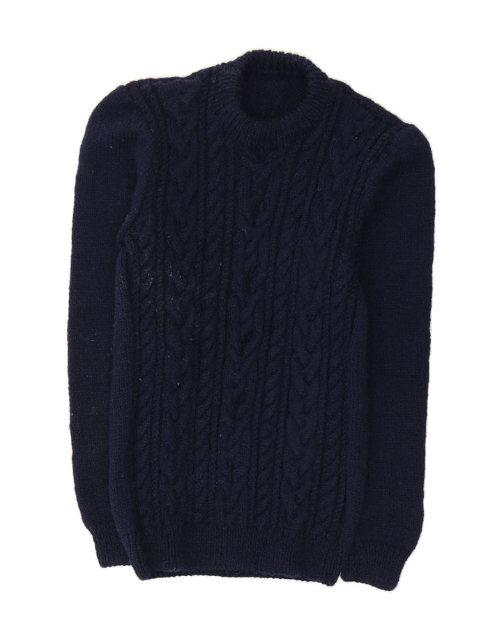 VINTAGE Mens Turtle Neck Jumper Sweater XS Navy Blue Vintage Vintage and Second-Hand Vintage from Messina Hembry 