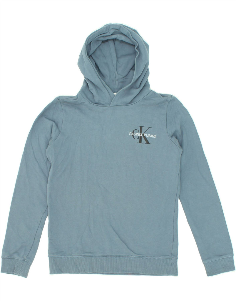 CALVIN KLEIN Boys Hoodie Jumper 15-16 Years Blue Cotton Vintage Calvin Klein and Second-Hand Calvin Klein from Messina Hembry 