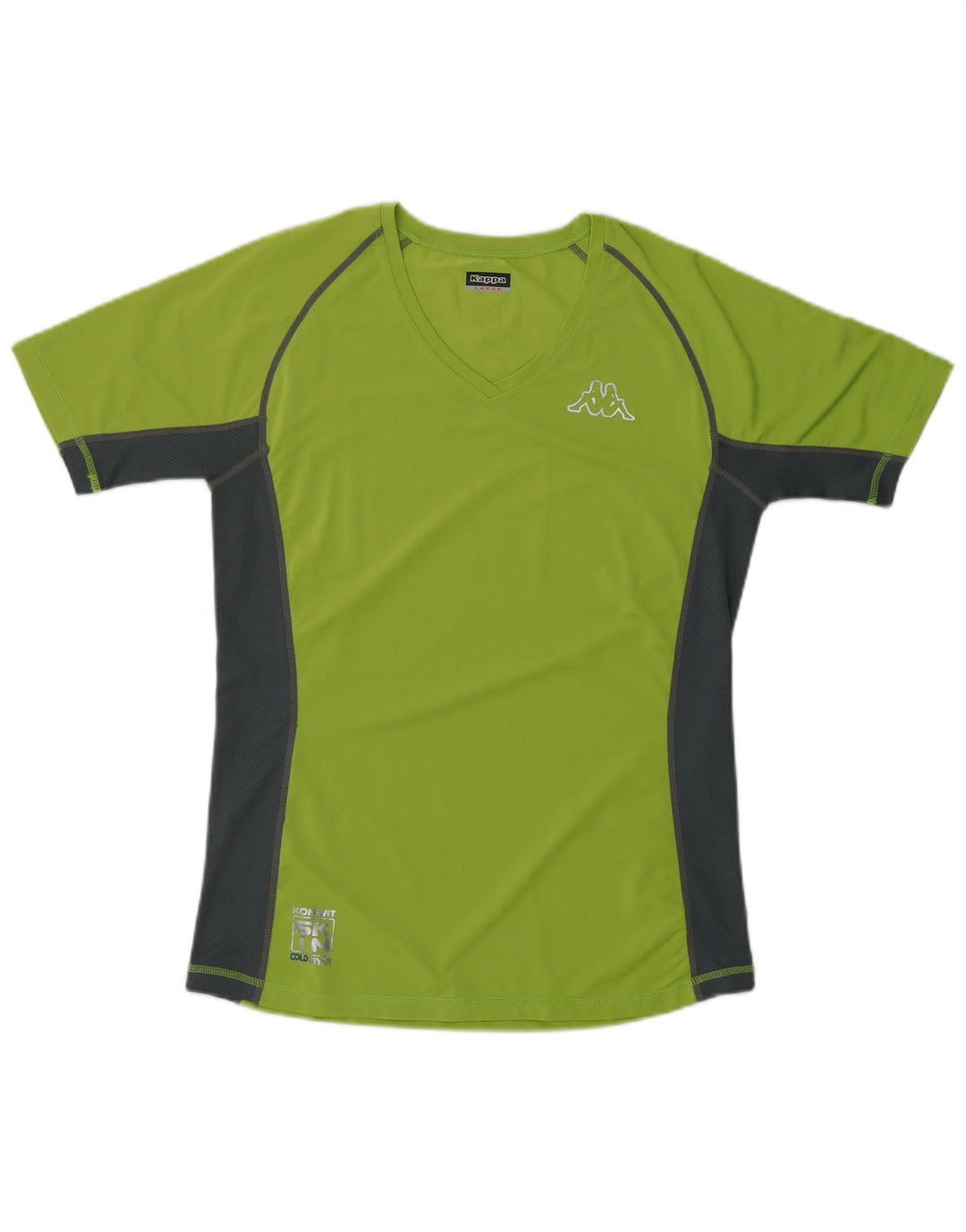 KAPPA Womens Graphic T-Shirt Top UK 16 Large Green Colourblock Polyester