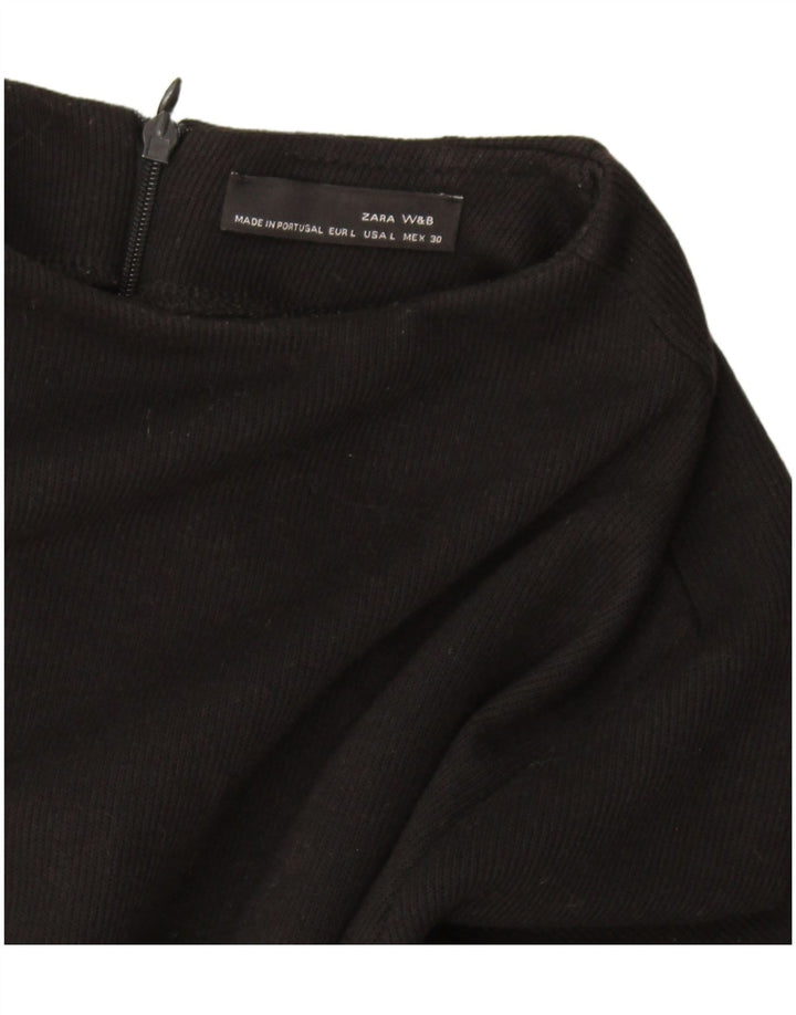 Zara Womens Jumper Dress UK 14 Large Black