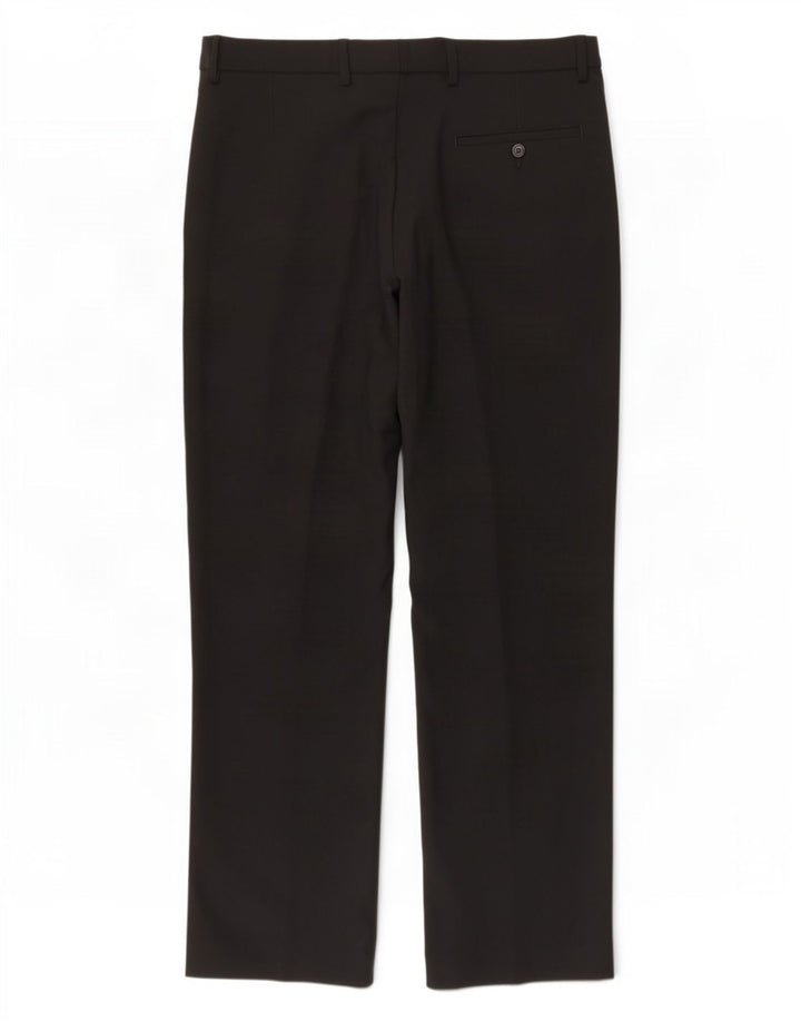 Marks & Spencer Mens Tailored Fit Casual Trousers W34 L31 Black Polyester