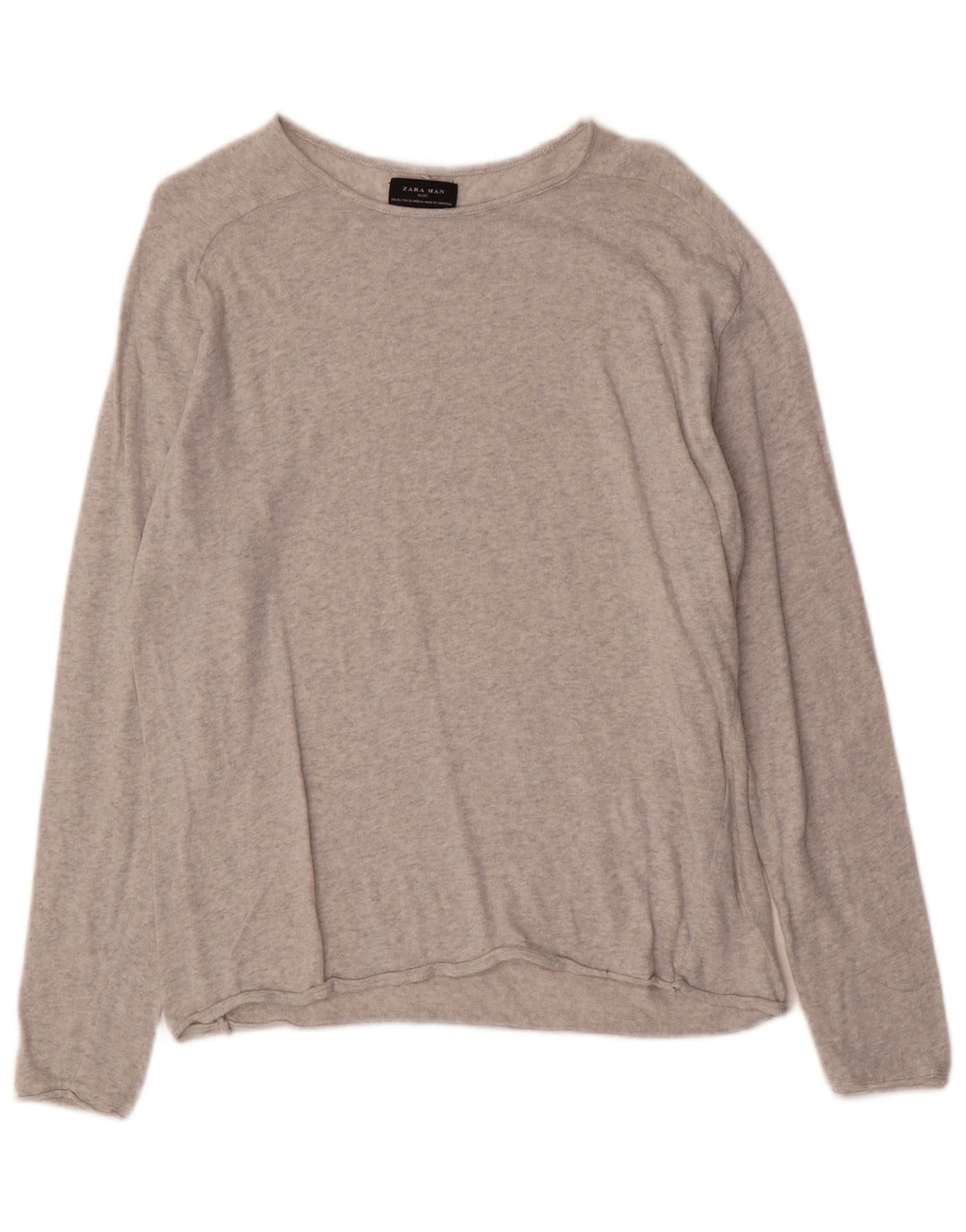 ZARA Mens Boat Neck Jumper Sweater XL Grey
