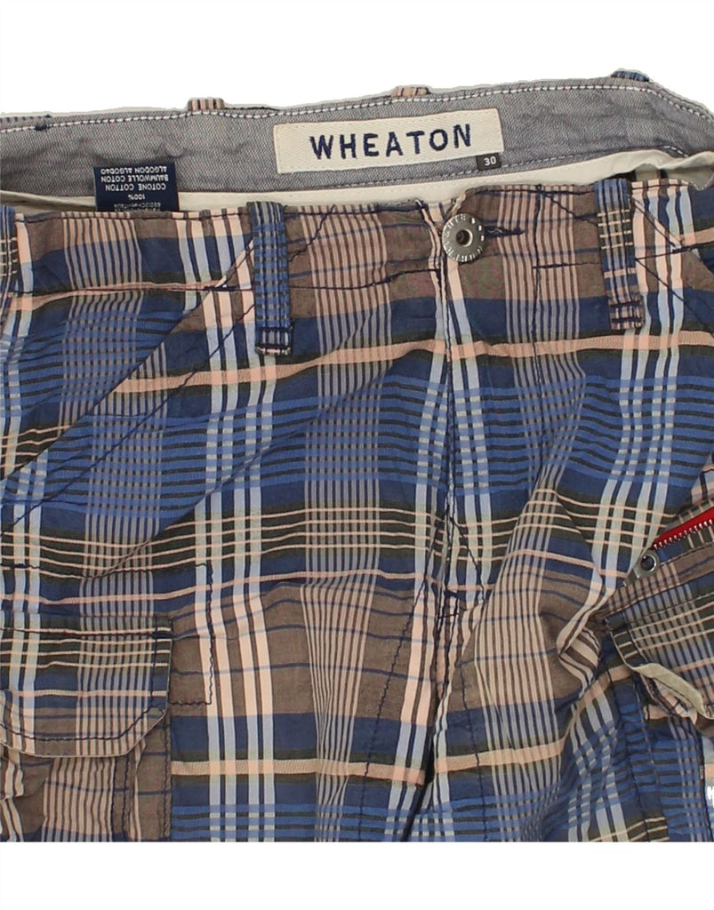 VINTAGE Mens Cargo Shorts W30 Medium  Blue Check Cotton | Vintage Vintage | Thrift | Second-Hand Vintage | Used Clothing | Messina Hembry 