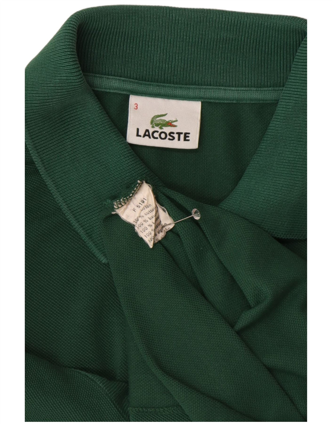 LACOSTE Mens Polo Shirt Size 3 Small Green Cotton