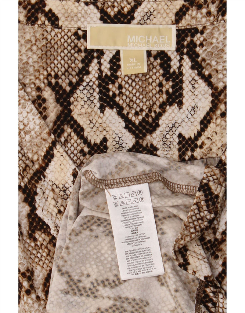 MICHAEL KORS Womens Long Sleeve Sheath Dress UK 18 XL Beige Animal Print Vintage Michael Kors and Second-Hand Michael Kors from Messina Hembry 