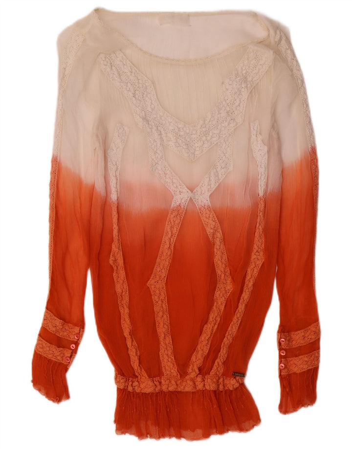 GUESS Womens See Through Blouse Top UK 10 Small Red Colourblock