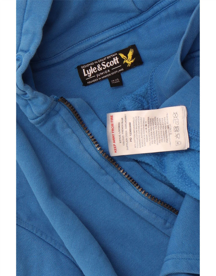 Lyle & Scott Boys Zip Hoodie Sweater 14-15 Years Blue Cotton