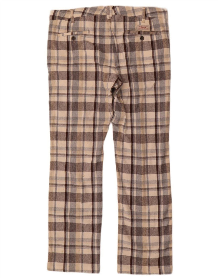 Jeckerson Mens Straight Chino Trousers W34 L30 Grey Check