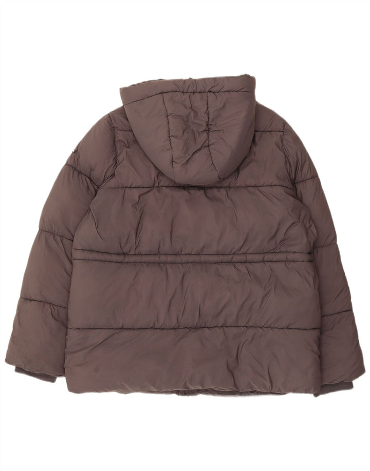 PEPE Jeans Womens Hooded Oversized Padded Jacket UK 10 Small Grey Polyester