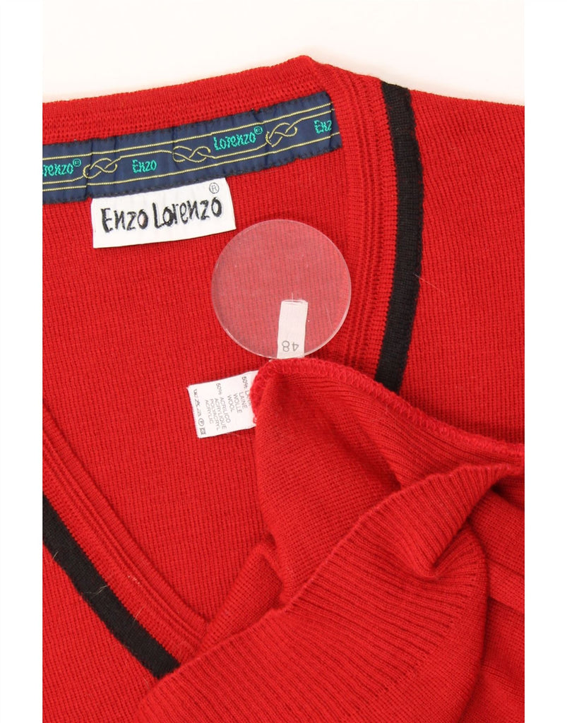 ENZO LORENZO Mens Vest Tank Top IT 48 Medium Red Wool Vintage Enzo Lorenzo and Second-Hand Enzo Lorenzo from Messina Hembry 