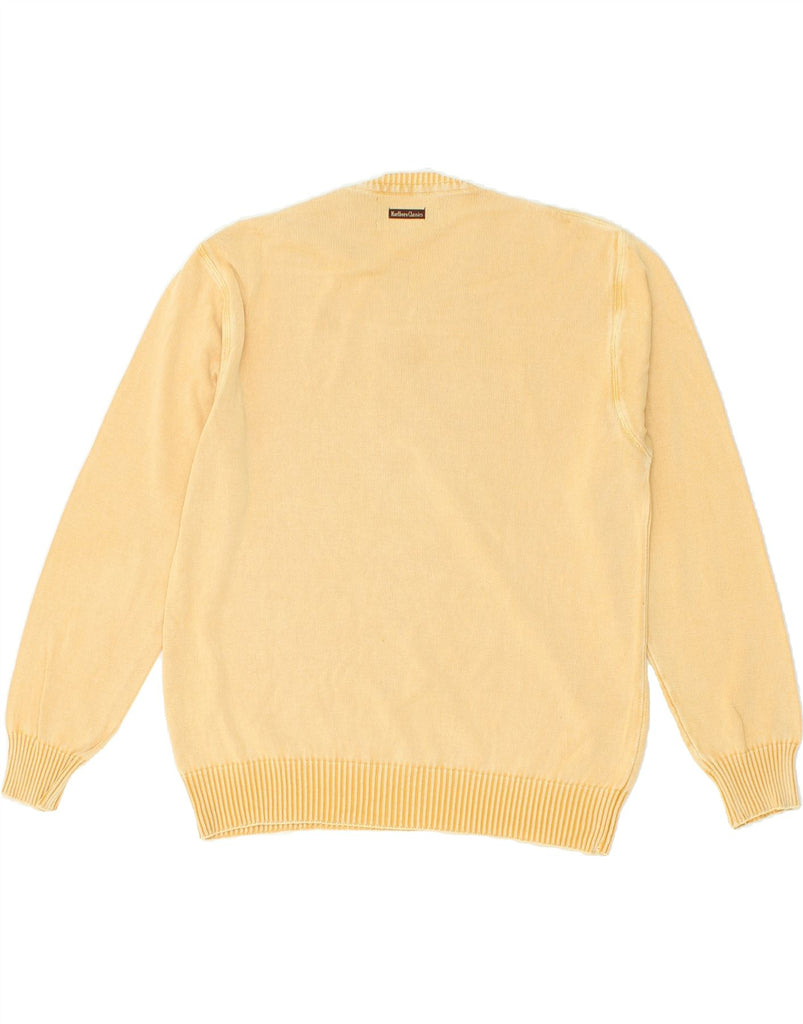 MARLBORO CLASSICS Mens V-Neck Jumper Sweater Medium Yellow Cotton Vintage Marlboro Classics and Second-Hand Marlboro Classics from Messina Hembry 