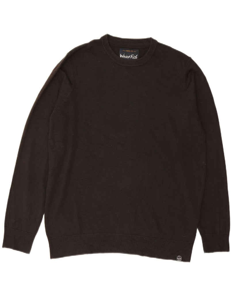 WEIRD FISH Mens Crew Neck Jumper Sweater Large Black Acrylic Vintage Weird Fish and Second-Hand Weird Fish from Messina Hembry 