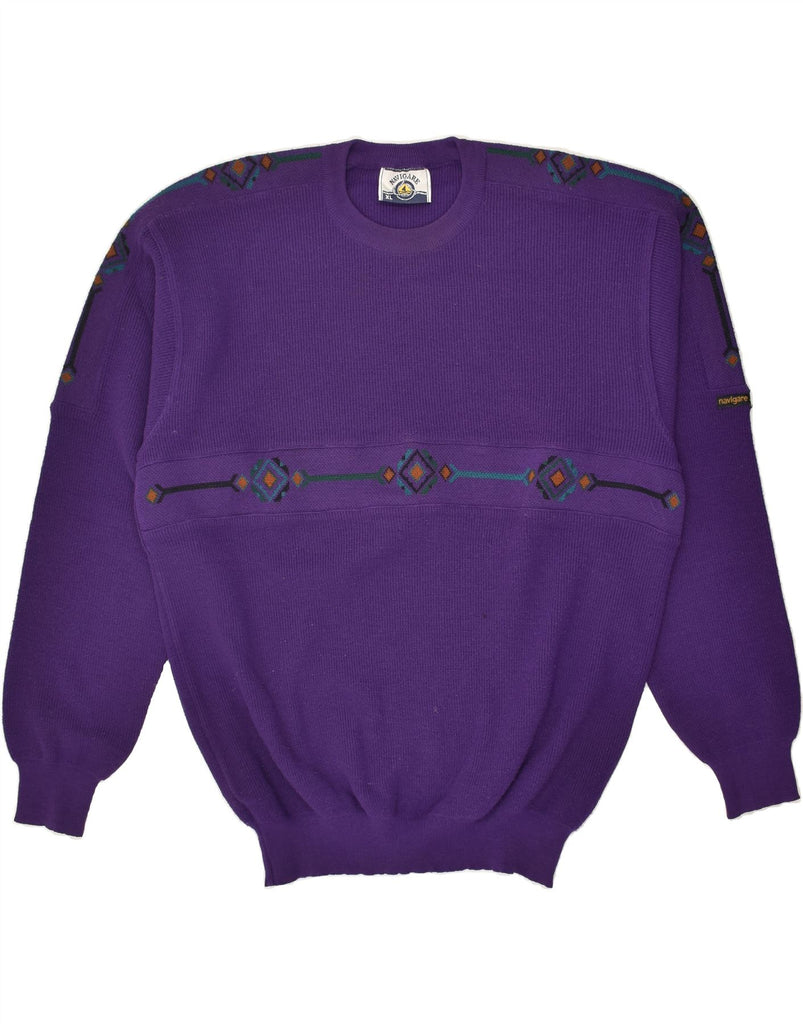 NAVIGARE Mens Crew Neck Jumper Sweater XL Purple Virgin Wool | Vintage Navigare | Thrift | Second-Hand Navigare | Used Clothing | Messina Hembry 