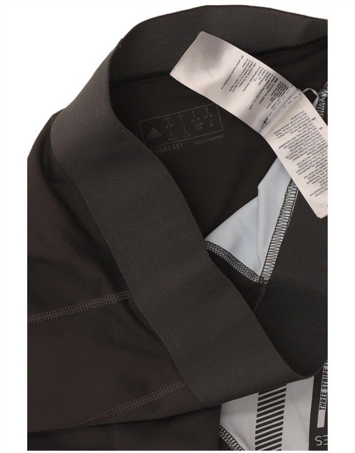 ADIDAS Womens Three Stripes Leggings UK 8/10 Small  Black Geometric