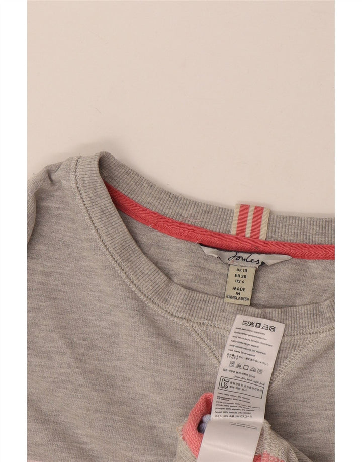Joules Womens Crop Oversized Sweatshirt Jumper UK 10 Small Grey Striped