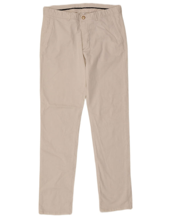 Massimo Dutti Mens Slim Chino Trousers EU 44 Large W34 L33 White