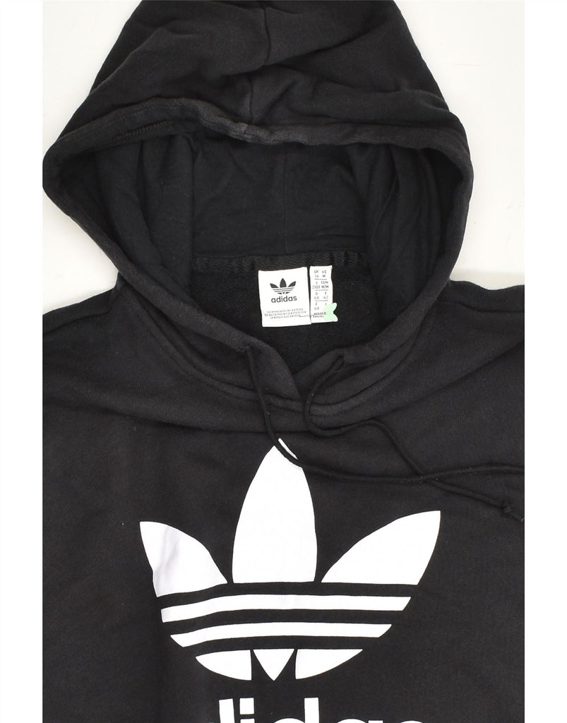 ADIDAS Womens Graphic Hoodie Jumper UK 14 Large Black Cotton | Vintage Adidas | Thrift | Second-Hand Adidas | Used Clothing | Messina Hembry 