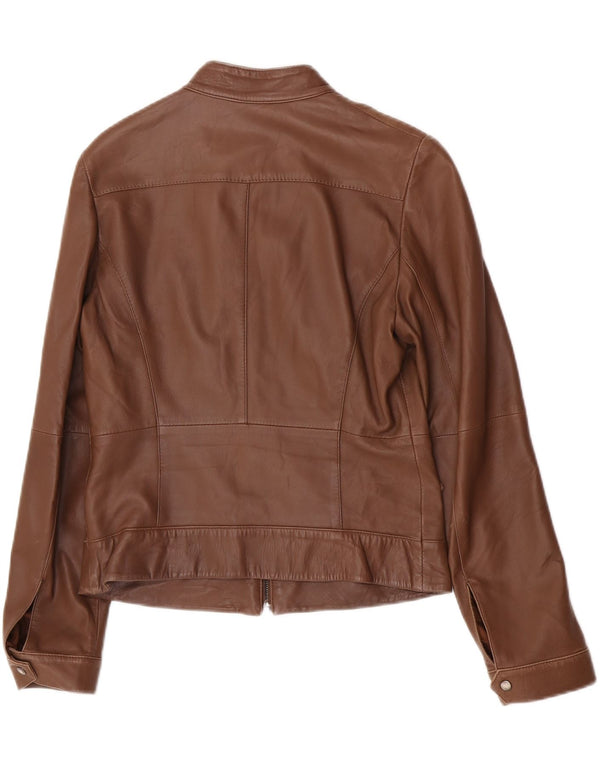 Penny Black Womens Leather Jacket UK 12 Medium Brown Lambskin