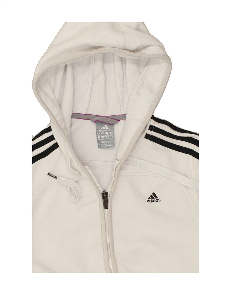 ADIDAS Womens Zip Hoodie Sweater UK 12/14 Medium White Polyester | Vintage Adidas | Thrift | Second-Hand Adidas | Used Clothing | Messina Hembry 