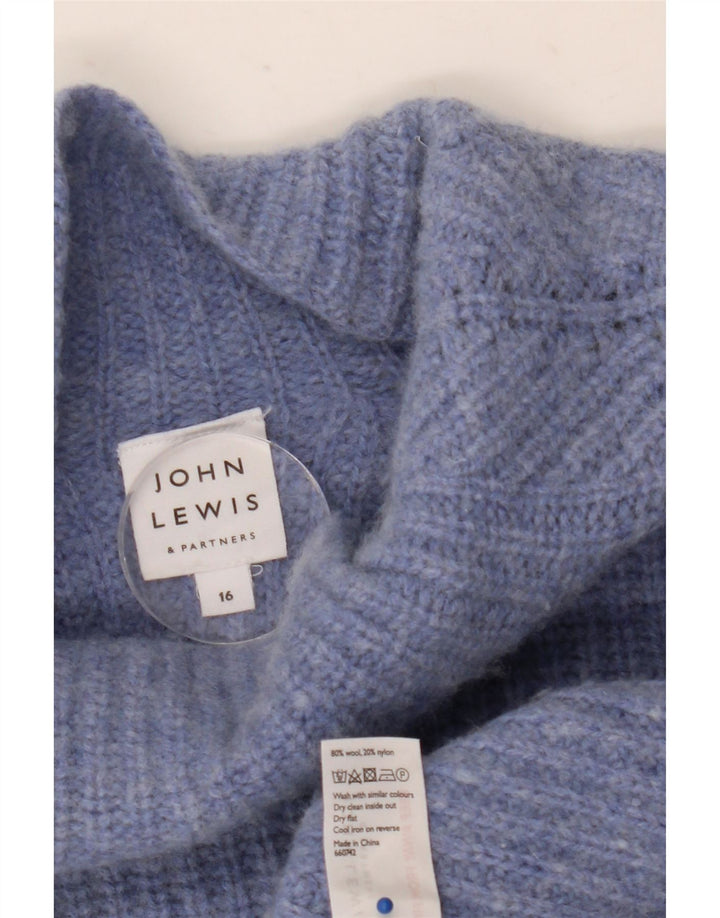 John Lewis Womens Crop Turtle Neck Jumper Sweater UK 16 Large Blue