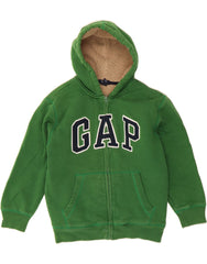 GAP Boys Graphic Zip Hoodie Sweater 8-9 Years Green Cotton