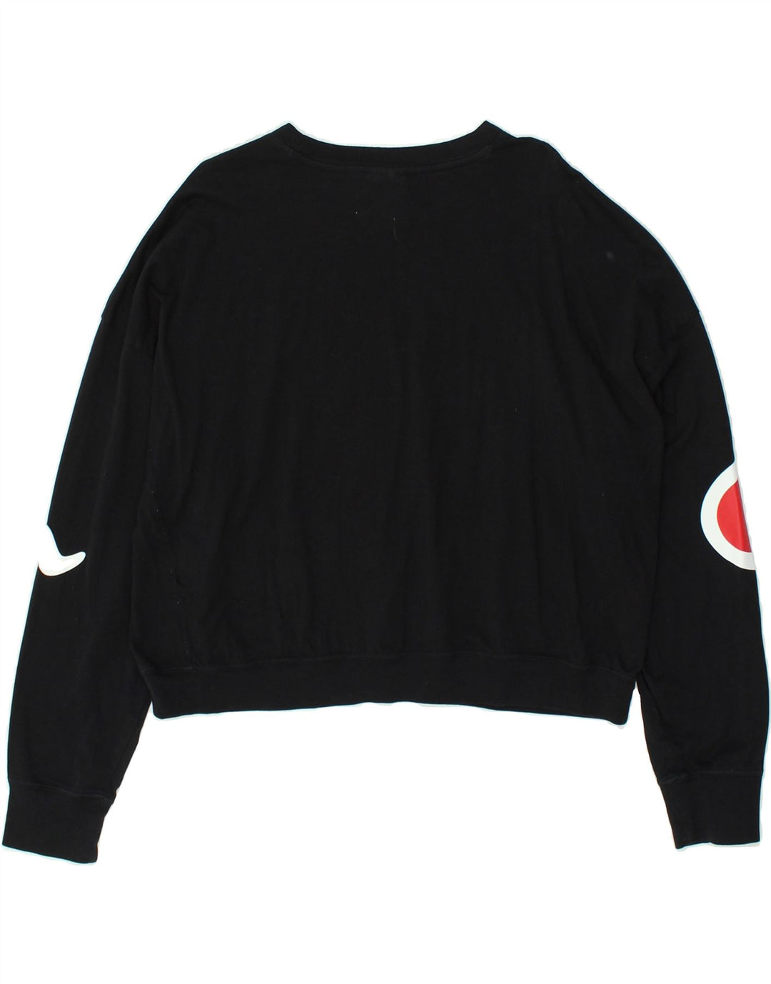 CHAMPION Womens Graphic Crop Sweatshirt Jumper UK 14 Medium Black Cotton