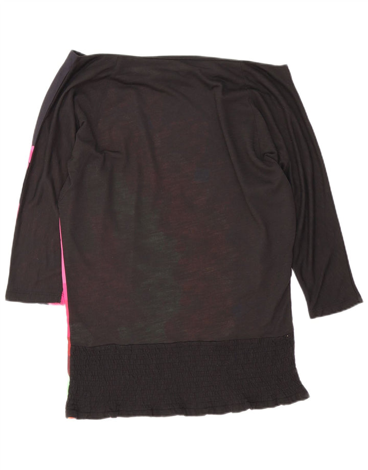 Desigual Womens Oversized Graphic Off Shoulder Top UK 10 Small Black