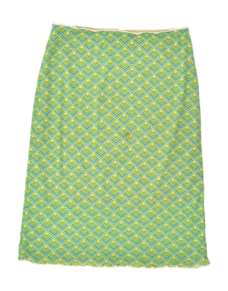 VINTAGE Womens Straight Skirt W30 Medium Green Geometric Polyester | Vintage Vintage | Thrift | Second-Hand Vintage | Used Clothing | Messina Hembry 